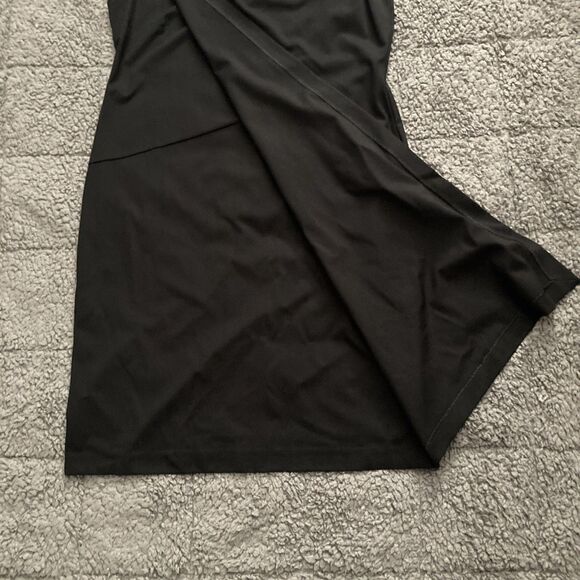 Chicos Drape Neck Dress SIZE 1 SMALL Black Faux Wrap Sleeveless Travel Resort - Picture 4 of 13